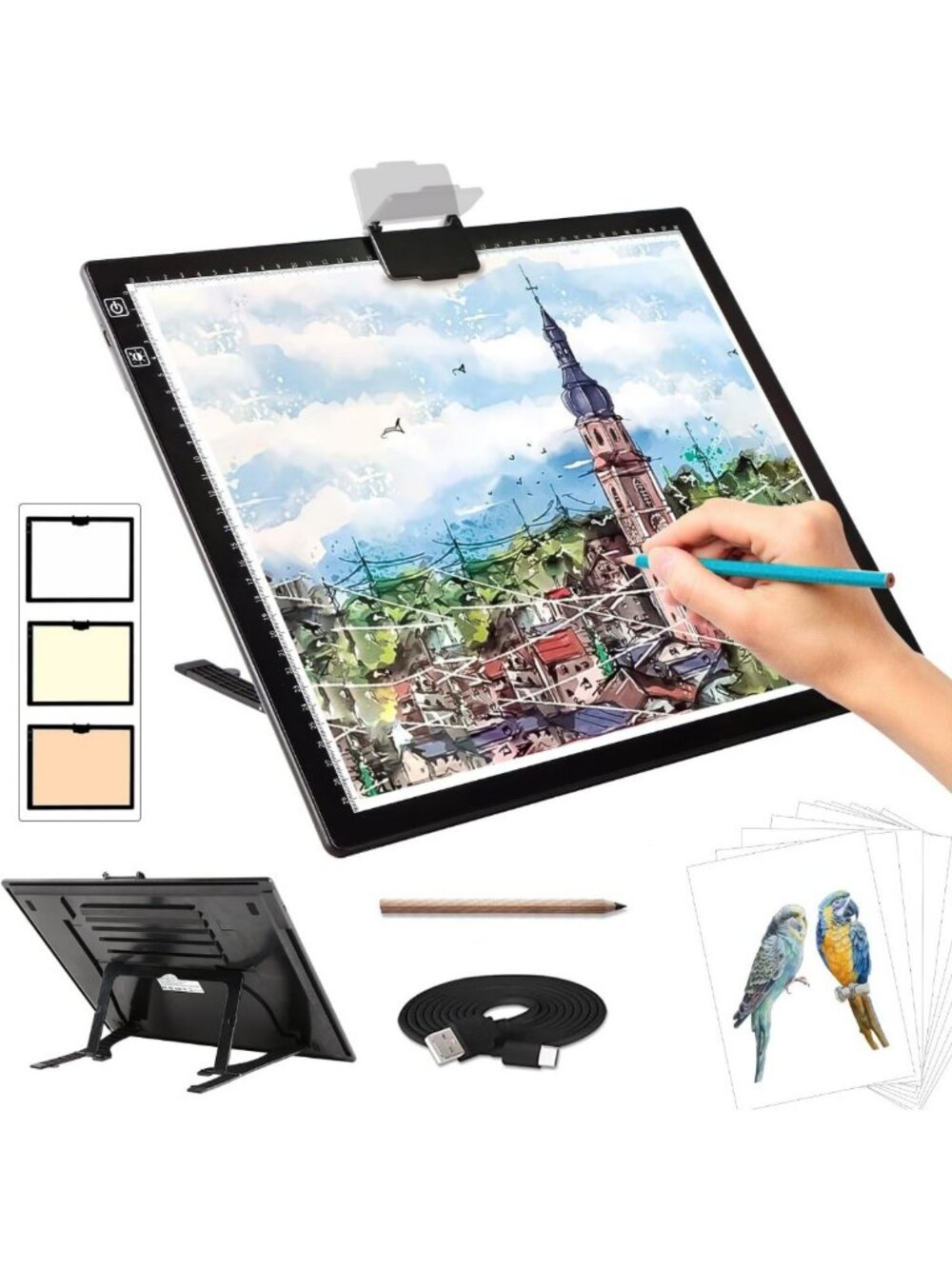 Rechargeable A3 Light Pad for Tracing & Diamond Painting - Dimmable Brightness